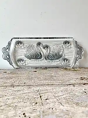 August Walther & Sohne AG - Vintage Walther-Glas Schwanensee dienblad/cakeschaal, jaren 80 kaufen? Bieten Sie von 20!