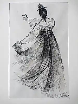 Buy Cees Bantzinger - Koreaanse danseres - Houtskooltekening? Bid from 45!