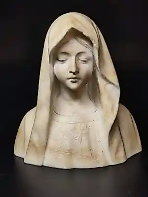 AcheterGustave Van Vaerenbergh - Albasten Art Nouveau buste van Madonna 1900-1910? Enchérissez de 125!