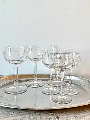 Royal Leerdam - Antieke set van 6 glazen, 3 likeur- en 3 wijnglazen kaufen? Bieten Sie von 20!