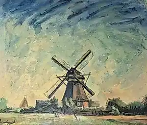 Piet van Wijngaerdt - olie op doek - molen a/d polder, gesigneerd kaufen? Bieten Sie von 450!
