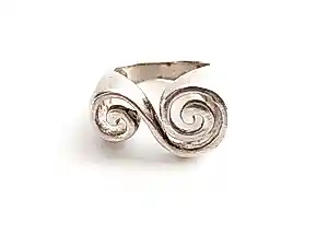 AcheterRing sterling zilver 925. DUR design golfslag Waddenzee. 80er jaren, Duitsland? Enchérissez de 55!
