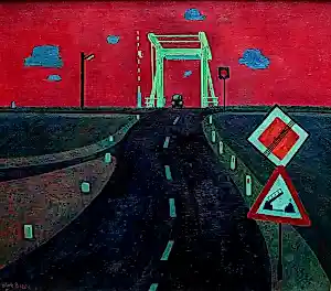 Dirk Breed - Ingelijste olieverf op doek: 'Klapbrug' (Waverbrug, Waverveen) kaufen? Bieten Sie von 1495!
