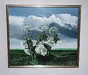 Buy Dik (D.A.) Kats - Vegetatie - (engelwortel) - olieverf - mooi ingelijst? Bid from 100!