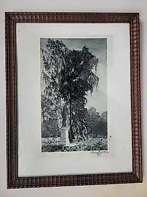 Hermann Struck - Tuin landschap met beeld van naakte dame - circa 1920 kopen? Bied vanaf 125!