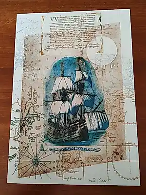 Buy Leentje Linders - Zeekaart met VOC schip? Bid from 25!
