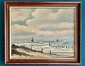 Buy Gerrit Marre - Gesigneerd zeegezicht met zeilboten en duinlandschap? Bid from 60!