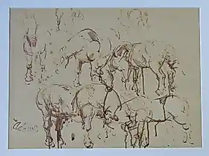 Buy Willem Adams - PAARDEN III / ORIGINEEL WERK / 61x81cm / KADER / SIG? Bid from 100!