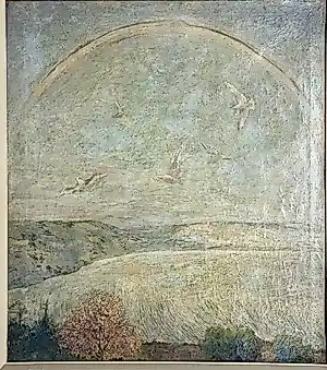 Jacobus Doeser - Regenboog met vogels. Vredesduiven? verkocht voor € 225!