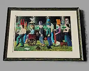 Buy Dolf Zwerver - grote kleuren lithografie "de Optocht" gelimt. oplage (190) - prima ingelijst? Bid from 79!