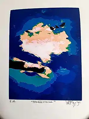 Buy Wout van der Vet - Zeefdruk, Titel, "Mediterranee".? Bid from 20!