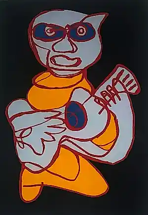 Buy Karel Appel - Ingelijste zeefdruk: Cool Hand Luke/singing hands? Bid from 1250!