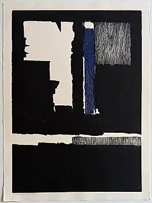 AcheterGuillaume Le Roy - handgesigneerde kleurenhoutsnede | 'Zonder titel' | 1988? Enchérissez de 80!