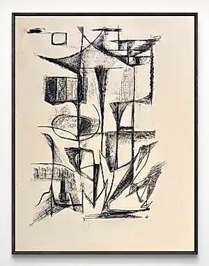 AcheterSilvin Bronkart - Große abstrakte Komposition – Kohlezeichnung aus dem Jahr 1953? Enchérissez de 700!