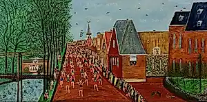 Cornelis Kaay - Ingelijste olieverf op doek: 'Optocht in Niedorp' kopen? Bied vanaf 1495!
