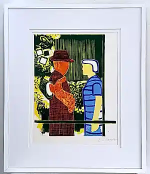 Roger Raveel - Een hand, een ontmoeting - kleurenhoutsnede - ingelijst kaufen? Bieten Sie von 1750!