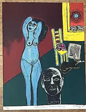 Corneille - Zelfportret met Mexicaanse schedel. 1976 kopen? Bied vanaf 450!