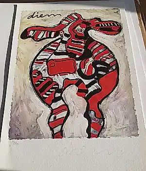 Peter Diem - Kleurenzeefdruk COW RED Hand gesigneerd. kopen? Bied vanaf 30!