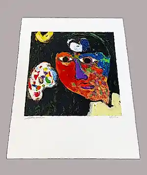 Buy Eugène Brands - grote express. kleuren litho "painter - zelfportret met palet" bep. oplage (200)? Bid from 89!