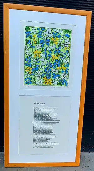 Buy Jan Wolkers - Ingelijste zeefdruk + gedicht: ' lente' - 2000? Bid from 225!