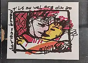 Herman Brood - T'is nu wel erg dik an, print op canvas kopen? Bied vanaf 125!