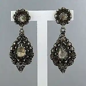 14k goud met zilver oorhangers bezet met roos diamanten tot. 0.30ct – G/H – SI kopen? Bied vanaf 525!