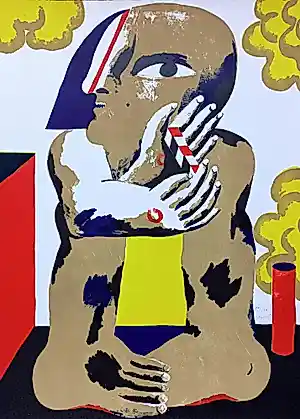 Horst Antes - Männliche Figur mit Maßstab, litho kaufen? Bieten Sie von 325!