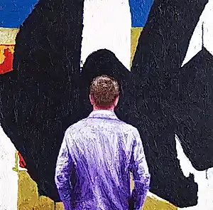 Gerard Boersma - Elegy (schilderij van man genietend van schilderij Robert Motherwell) kopen? Bied vanaf 125!