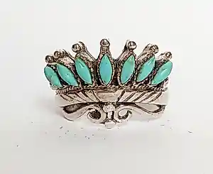 AcheterKroon ring van sterling zilver met 'needlepoint' turkoois, maat 16,8.? Enchérissez de 65!
