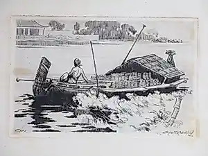 Buy Gerard Adolfs - Bootje bij Kajoen, Soerabaja - Ets? Bid from 85!