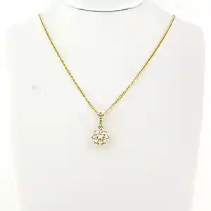 Buy 14k geelgouden collier met hanger met diamanten tot. 0.30 ct - 45cm? Bid from 550!