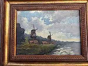Jan Koning - Hollands polderlandschap met molens kopen? Bied vanaf 80!