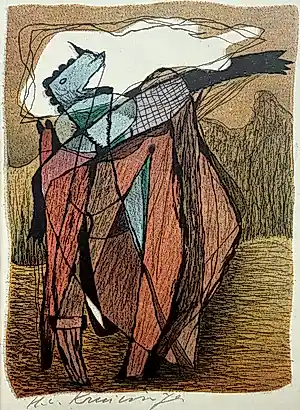 Harry van Kruiningen - handgesigneerde kleurenlitho | 'Heer Halewijn sanc een liedekijn' | 1956 kaufen? Bieten Sie von 60!