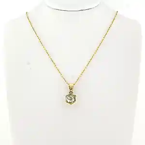 Buy 14k geelgouden collier met hanger bezet met roos geslepen diamant 0.70 ct - 45cm? Bid from 625!