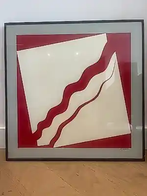 Buy Onbekend - Prachtige abstracte compositie met vloeiende golvende lijnen? Bid from 40!