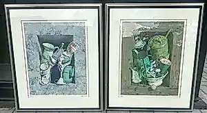 Kenne Gregoire - Set van 2 prachtige zeefdrukken/stillevens in luxe lijst (48/200 & 55/200) verkocht voor € 185!