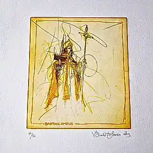 Ronald Tolman - in kleine oplage (50) gemaakte handgekleurde Ets en aquatint "Bartholomeus" verkauft für € 41!