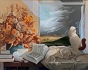 Buy Michael Parkes - Ingelijste olieverf op board: Stilleven(groot werk!)? Bid from 3500!