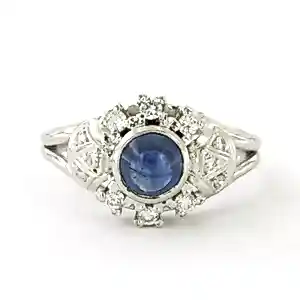 14k wit gouden ring bezet met saffier en briljant geslepen diamant tot. 0.25ct kaufen? Bieten Sie von 660!