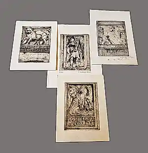 Betsy Westendorp-Osieck - VIER (4) in 1932 gemaakte etsen "Amsterdamse gevelstenen" gesigneerd verkauft für € 40!