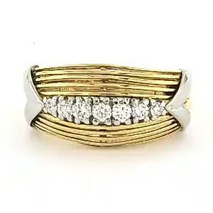 AcheterRETRO 18k bicolour gouden ring met briljant geslepen diamant tot. 0,25ct? Enchérissez de 1000!