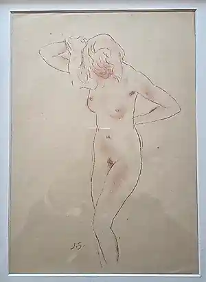 Jan Sluijters - Staande vrouw. Naakt. Litho. Ingelijst. kopen? Bied vanaf 199!