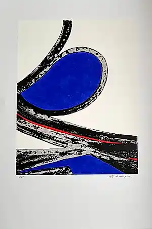 Buy Jacky De Maeyer - Grote gesigneerde lithografie - "Textile Fiber" - 13/100? Bid from 75!