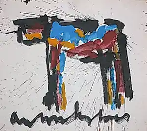 Buy Anton Heyboer - Oost-indische inkt en acryl op dik papier, Koe? Bid from 149!