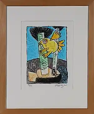 AcheterCorneille - Zeefdruk, La femme allongée et l'oiseau jaune - Ingelijst? Enchérissez de 200!