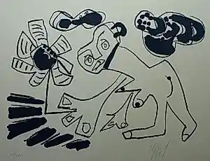 Karel Appel - Ingelijste litho , Vrouw met bloem – Lijst, 79 x 91 cm vendu pour 300€ !