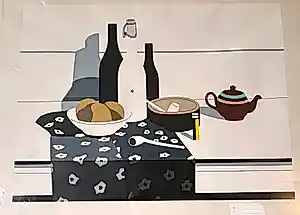 Rudi van de Wint - Gesigneerde zeefdruk- "stilleven met flessen en pijpen" - 1973 kopen? Bied vanaf 75!