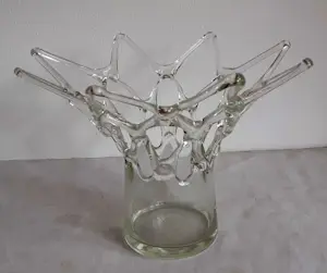 Onbekend - Handgeblazen "tralie" vaas in glas/kristal kopen? Bied vanaf 10!