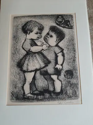 Onbekend - LItho, twee spelende kinderen. kopen? Bied vanaf 20!