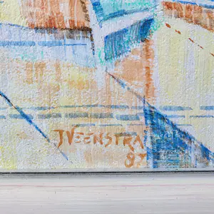 Onbekend - kubistische zeilboten in olieverf - INGELIJST - 25136 kopen? Bied vanaf 50!